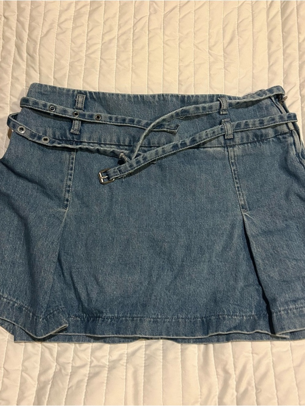 Zara Light Blue Denim Skirt with buckle